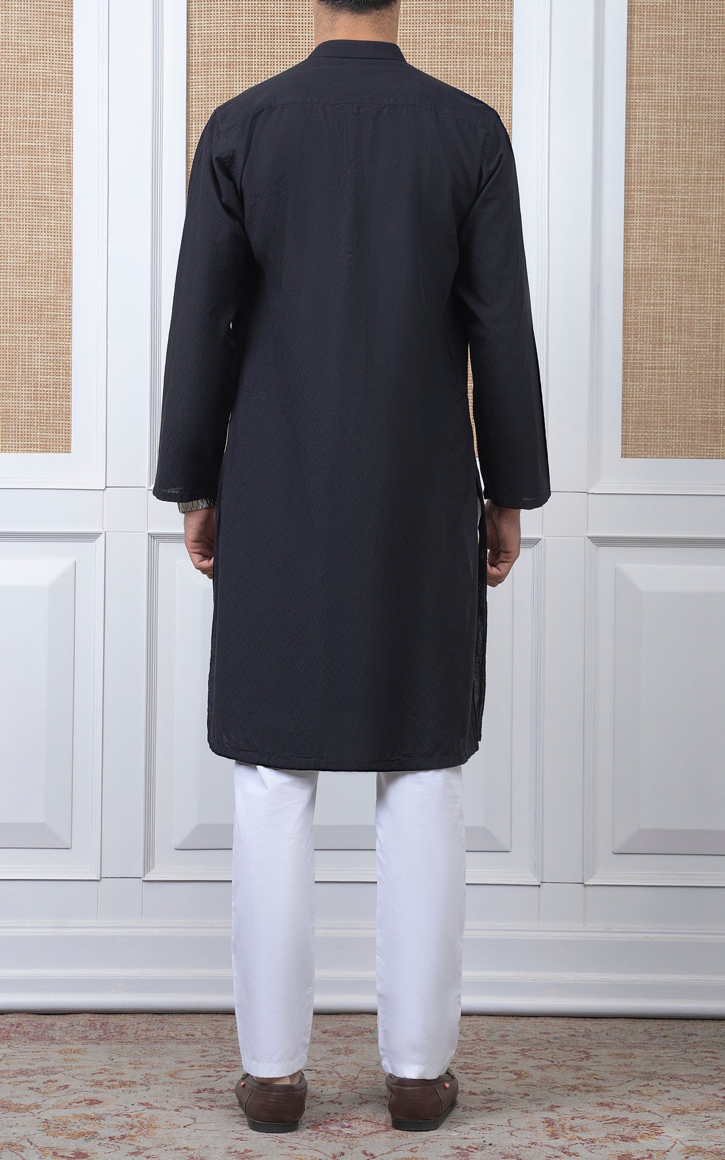 YARN DYED JACQUARD KURTA - PREMIUM COLLECTION BLACK