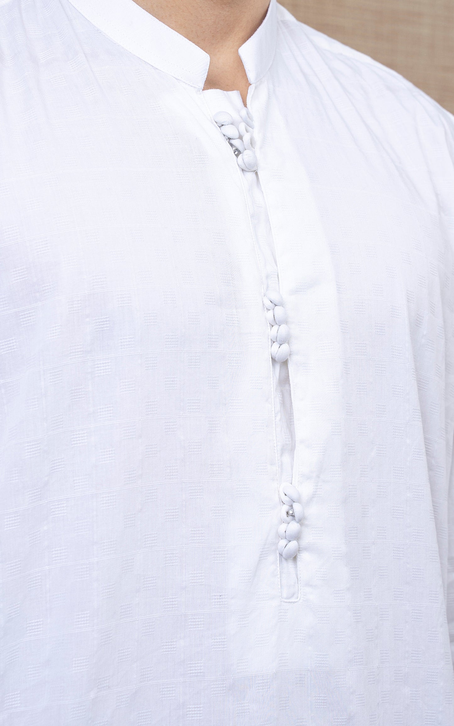 COTTON SELF DOBBY KURTA - PREMIUM COLLECTION WHITE