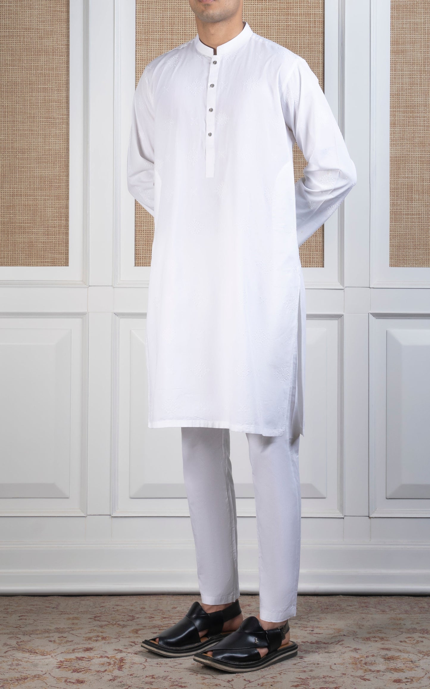 SPRAY EMBROIDERED KURTA- SIGNATURE COLLECTION WHITE