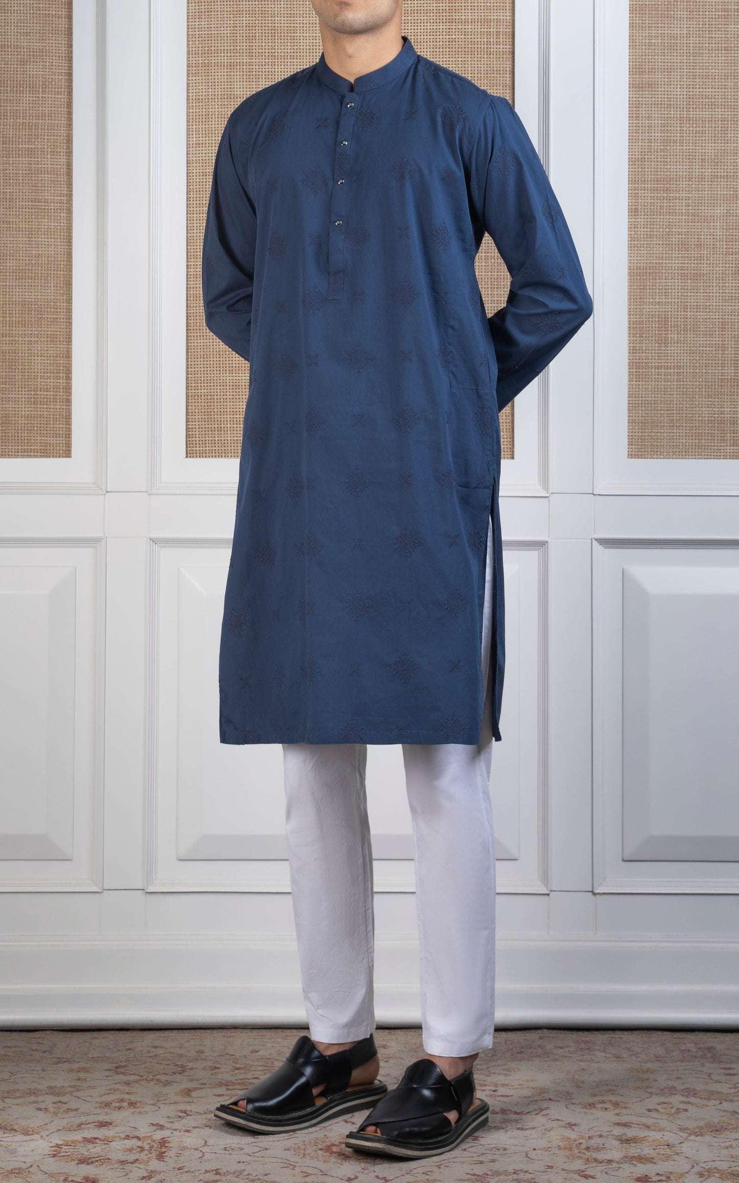 SPRAY EMBROIDERED KURTA- SIGNATURE COLLECTION INDIGO BLUE