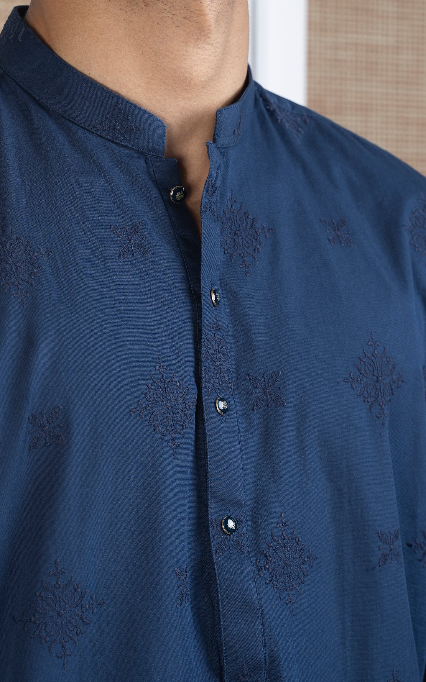 SPRAY EMBROIDERED KURTA- SIGNATURE COLLECTION INDIGO BLUE