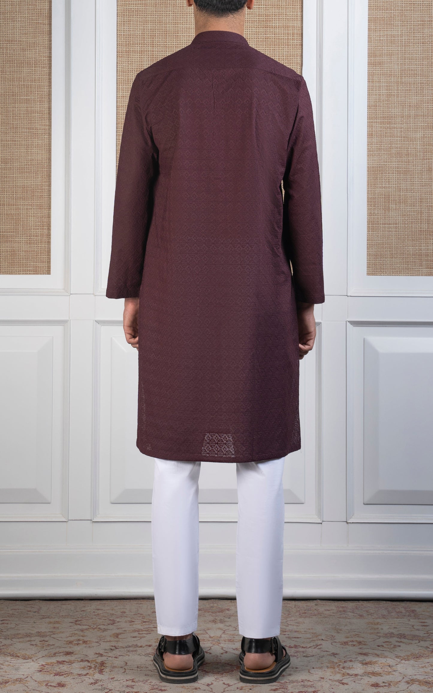 SCHIFFLI EMBROIDERED KURTA - SIGNATURE COLLECTION MAROON