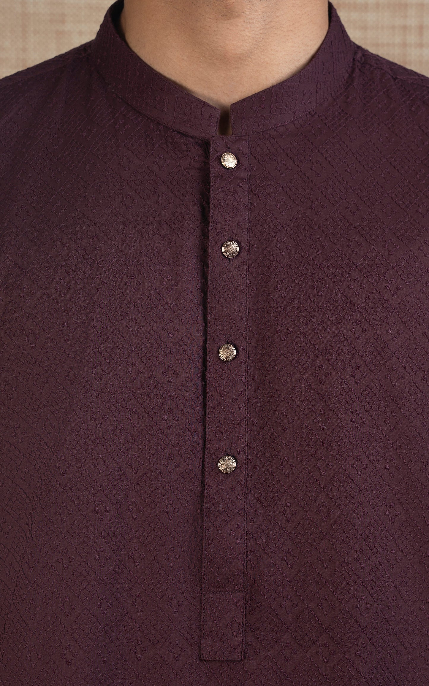 SCHIFFLI EMBROIDERED KURTA - SIGNATURE COLLECTION MAROON