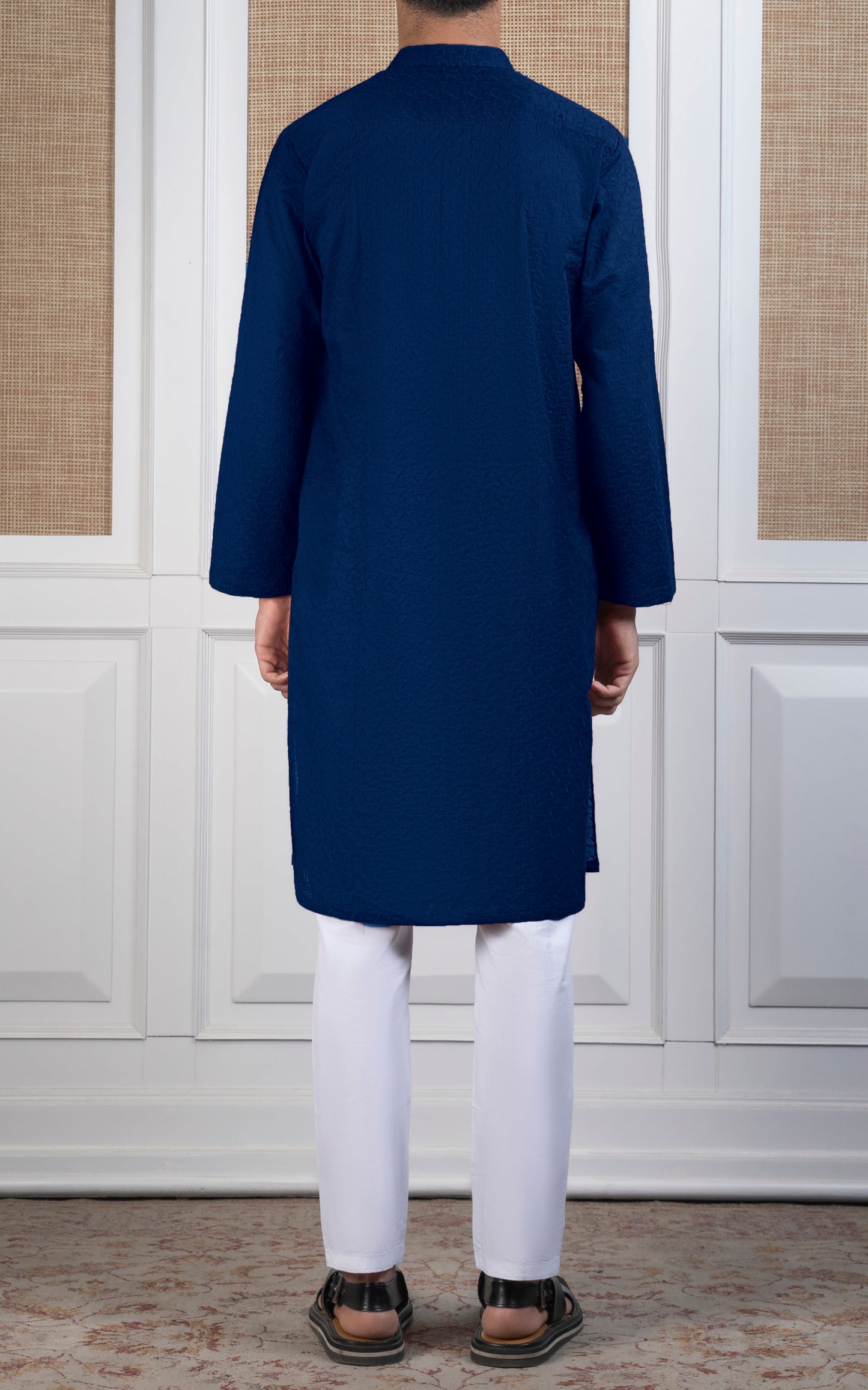 SCHIFFLI EMBROIDERED KURTA - SIGNATURE COLLECTION REDDISH BLUE