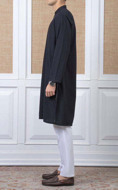 YARN DYED JACQUARD KURTA - PREMIUM COLLECTION BLACK