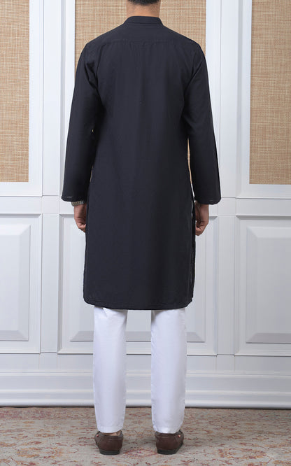 YARN DYED JACQUARD KURTA - PREMIUM COLLECTION BLACK