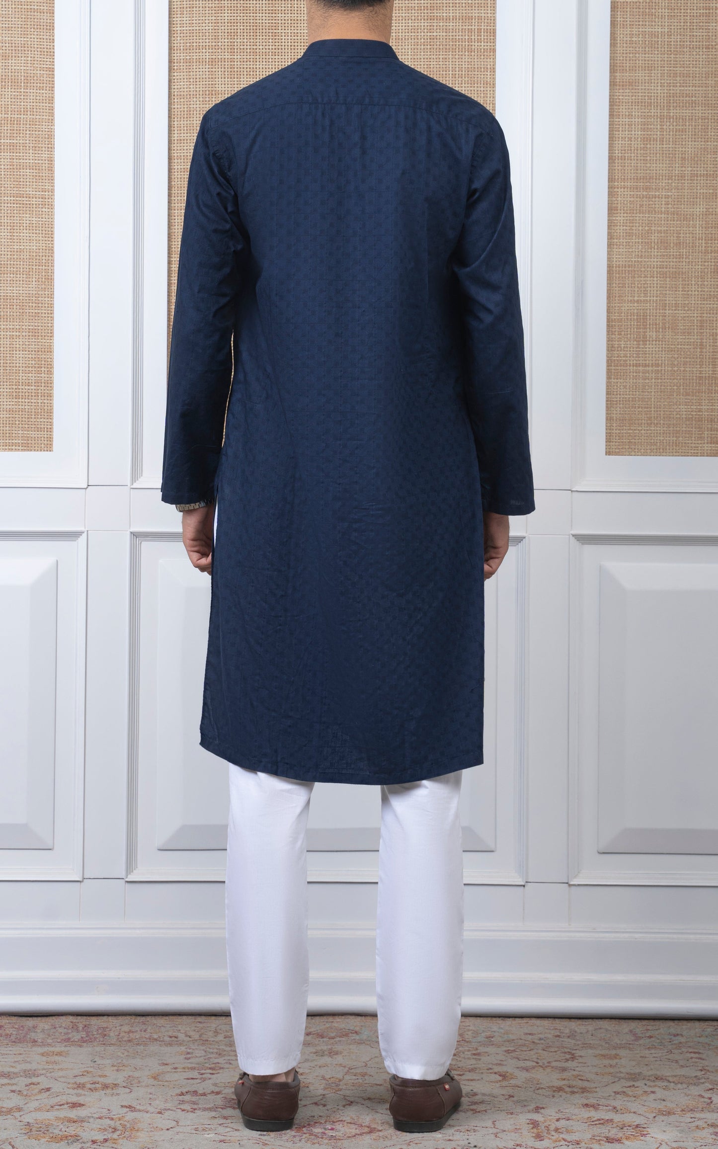 COTTON SELF DOBBY KURTA - PREMIUM COLLECTION NAVY