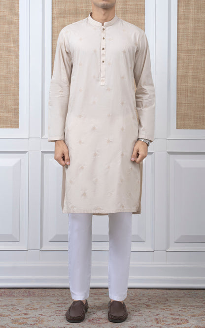 SPRAY EMBROIDERED KURTA- SIGNATURE COLLECTION IVORY