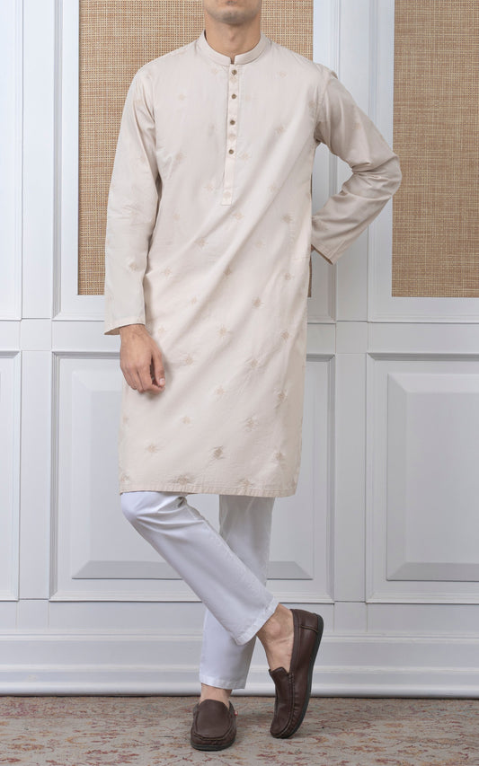 SPRAY EMBROIDERED KURTA- SIGNATURE COLLECTION IVORY