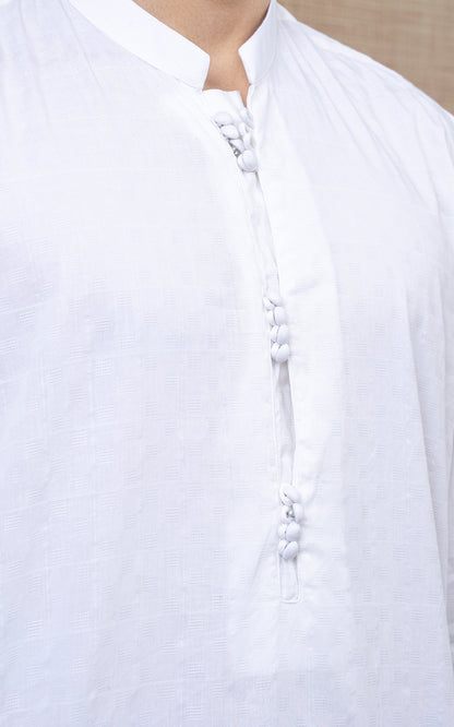 COTTON SELF DOBBY KURTA - PREMIUM COLLECTION WHITE