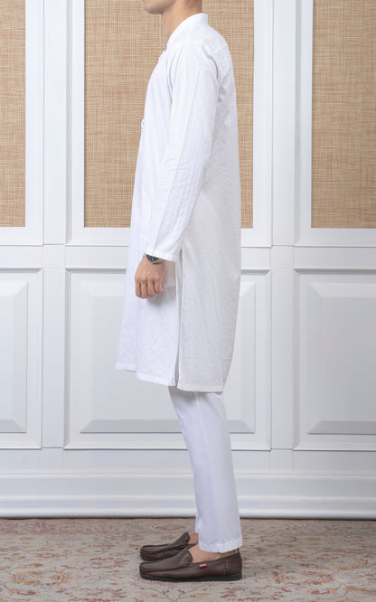 COTTON SELF DOBBY KURTA - PREMIUM COLLECTION WHITE
