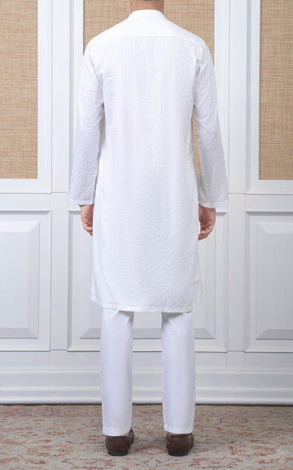 COTTON SELF DOBBY KURTA - PREMIUM COLLECTION WHITE