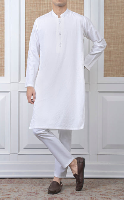 COTTON SELF DOBBY KURTA - PREMIUM COLLECTION WHITE
