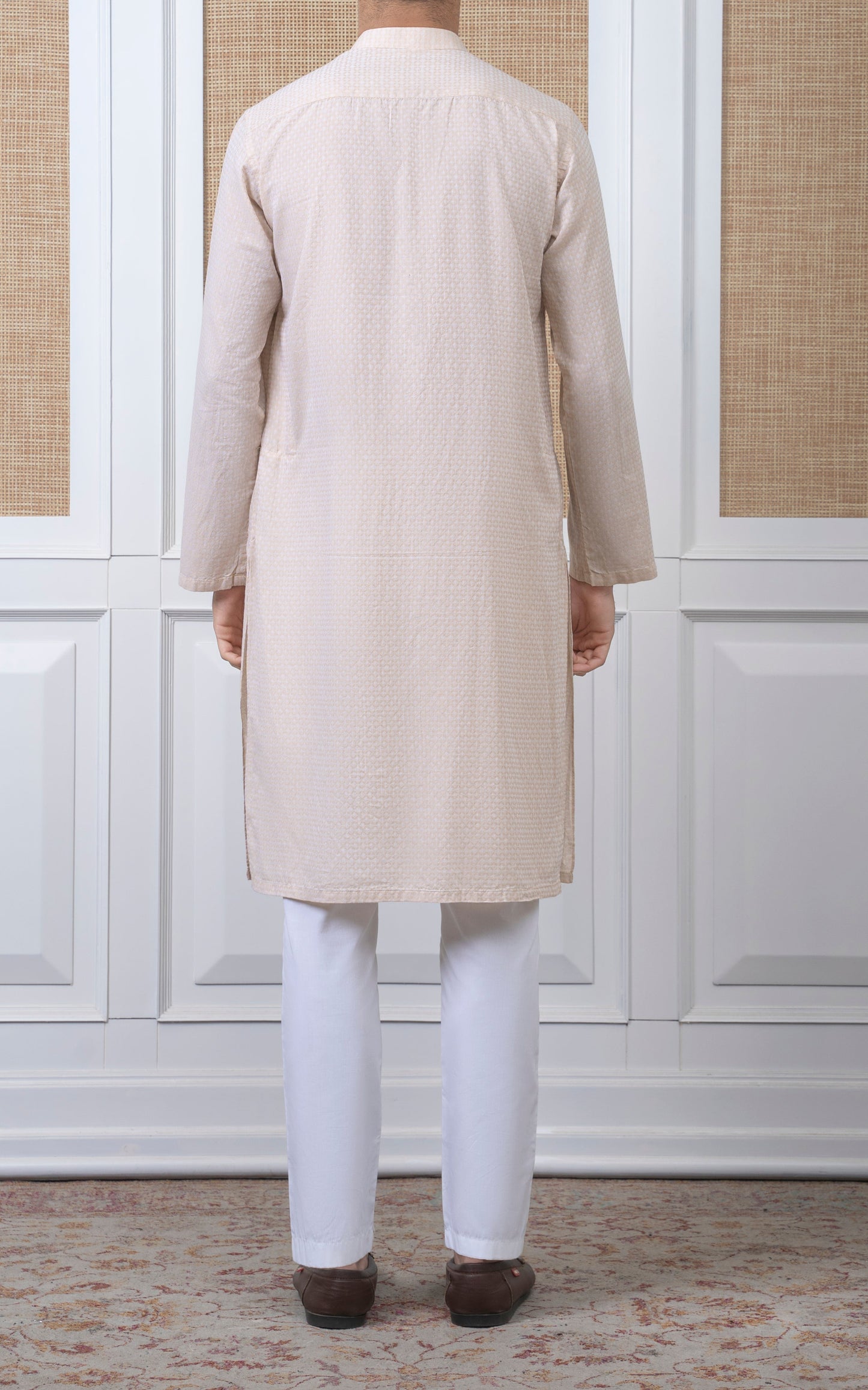 YARN DYED JACQUARD KURTA - PREMIUM COLLECTION CREAM