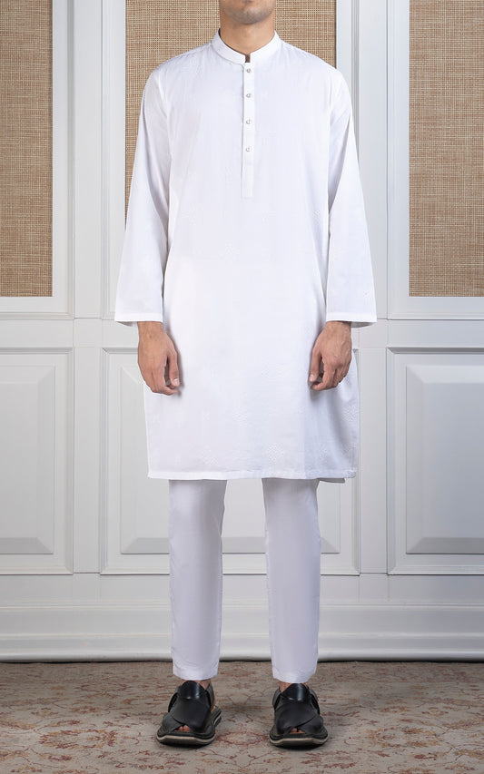 SPRAY EMBROIDERED KURTA- SIGNATURE COLLECTION WHITE