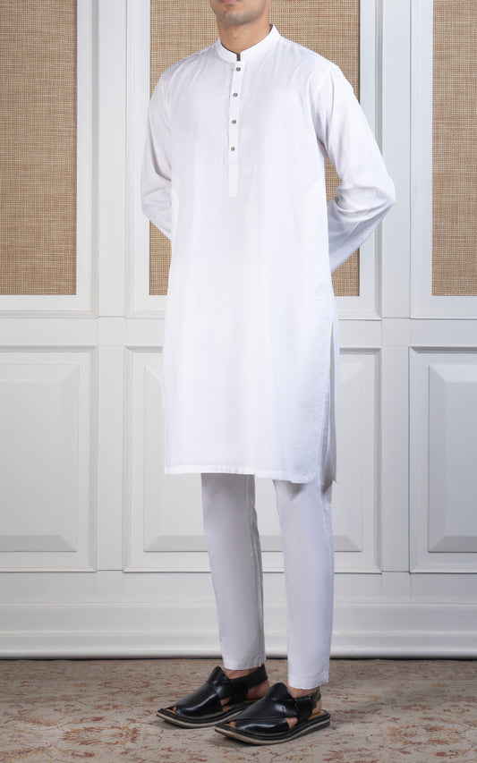 SPRAY EMBROIDERED KURTA- SIGNATURE COLLECTION WHITE