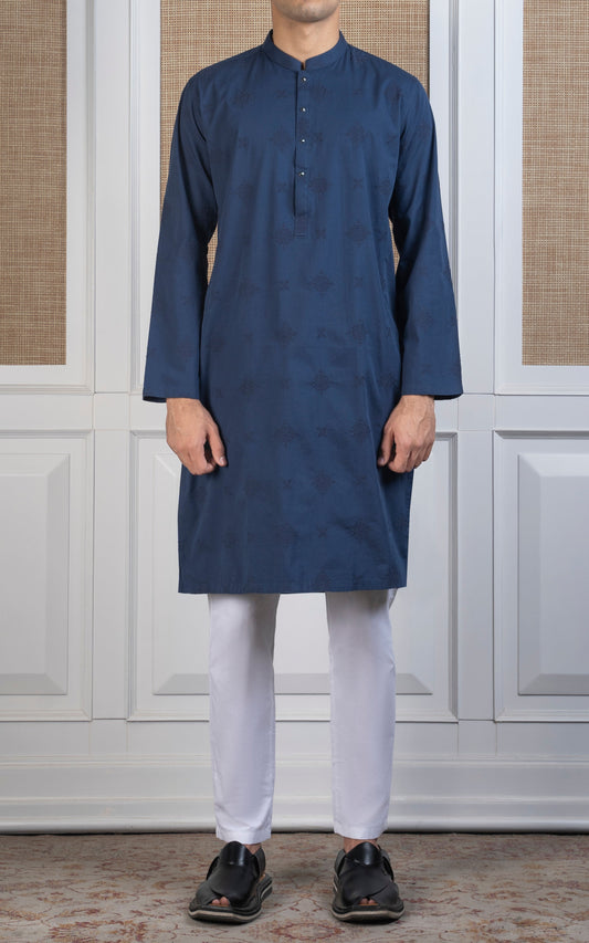 SPRAY EMBROIDERED KURTA- SIGNATURE COLLECTION  INDIGO BLUE