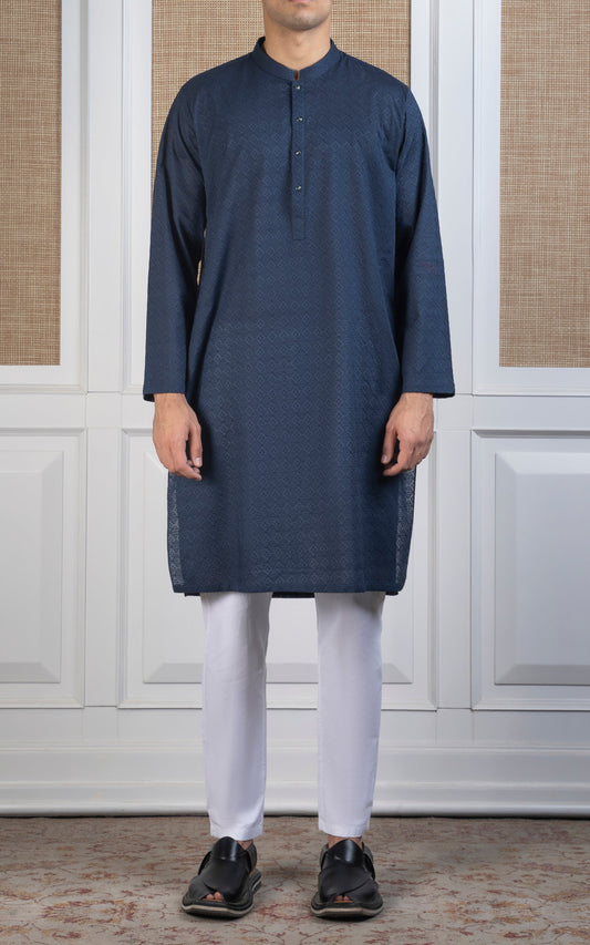 SCHIFFLI EMBROIDERED KURTA - SIGNATURE COLLECTION TEAL