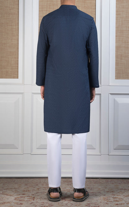 SCHIFFLI EMBROIDERED KURTA - SIGNATURE COLLECTION TEAL