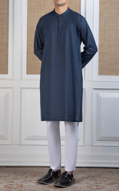 SCHIFFLI EMBROIDERED KURTA - SIGNATURE COLLECTION TEAL