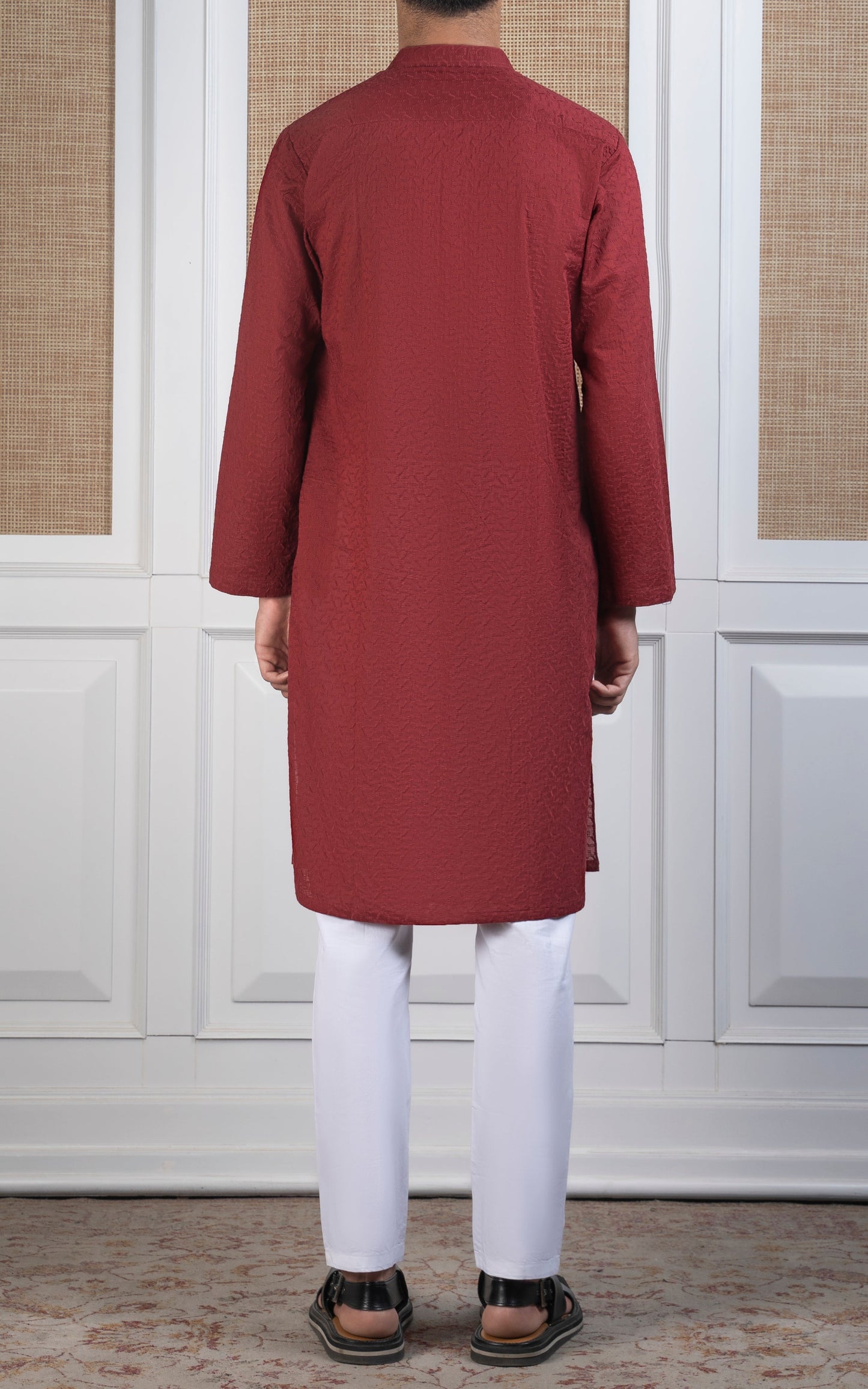 SCHIFFLI EMBROIDERED KURTA - SIGNATURE COLLECTION REDDISH MAROON