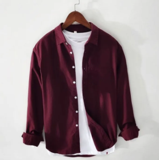 Men;s long sleeves navy blue shirt with under white T Shirt